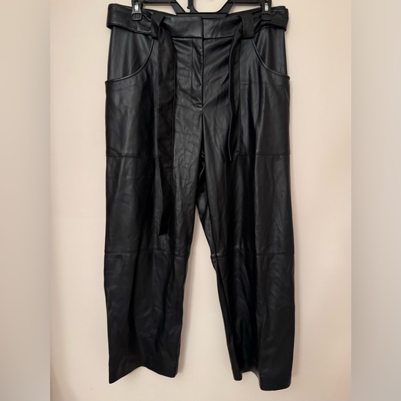 Express High Waisted Faux Leather Belted Utility Ankle Pant Women’s Size 14 NWT - Picture 3 of 7
